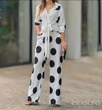 White with polka dots