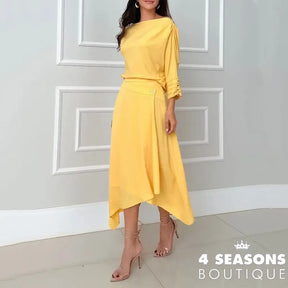 Wefads Autumn Two Piece Set Women Clothing Office Solid Half Sleeve Off Shoulder Irregular Pullover