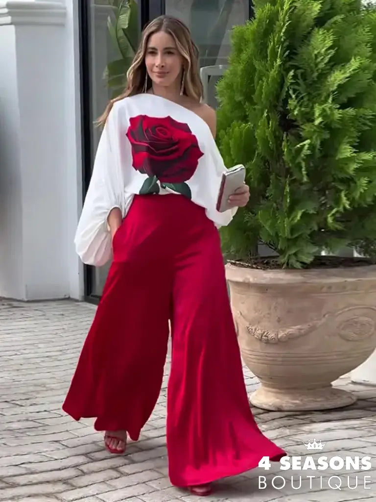 Conjunto Rose Vinho Com Estampa / P