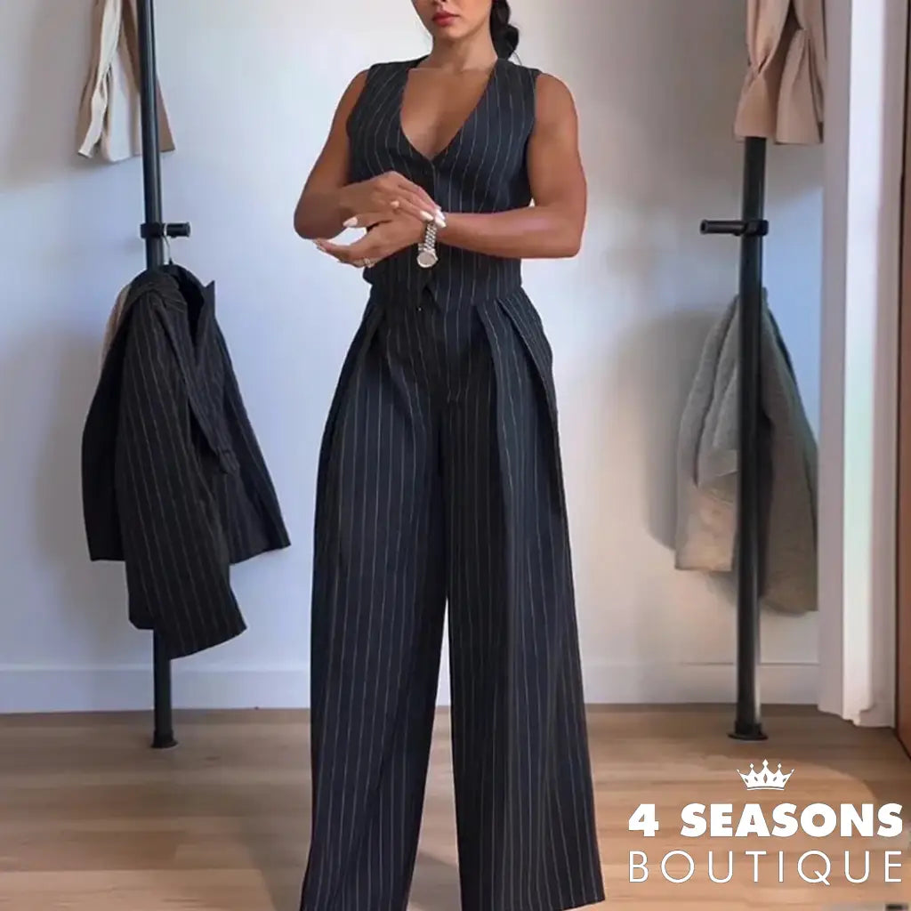 Wefads Stripe Top Pant Women’s Sets Striped Sleeveless Vest Set Casual Commuter Suit Female Summer 2025 New Womens Pant