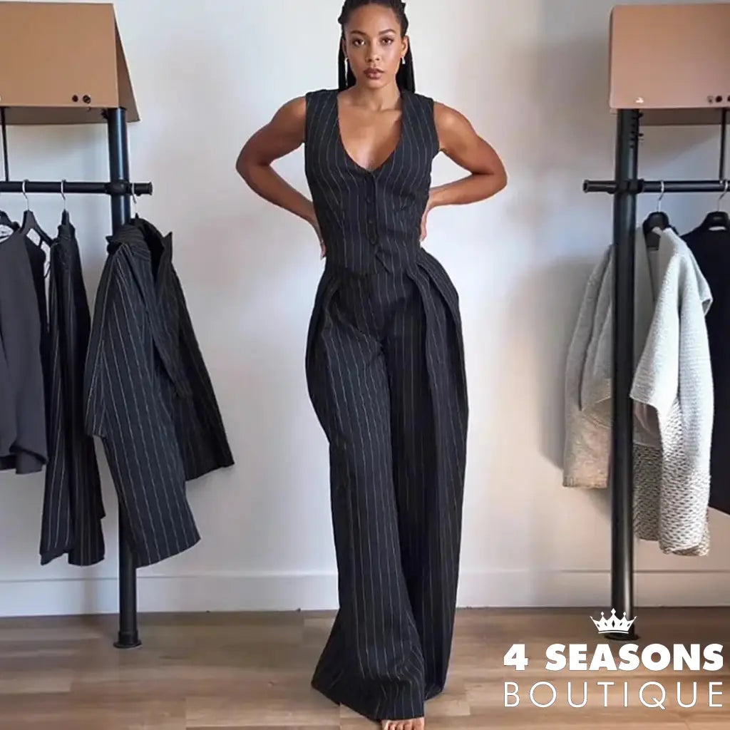 Wefads Stripe Top Pant Women’s Sets Striped Sleeveless Vest Set Casual Commuter Suit Female Summer 2025 New Womens Pant