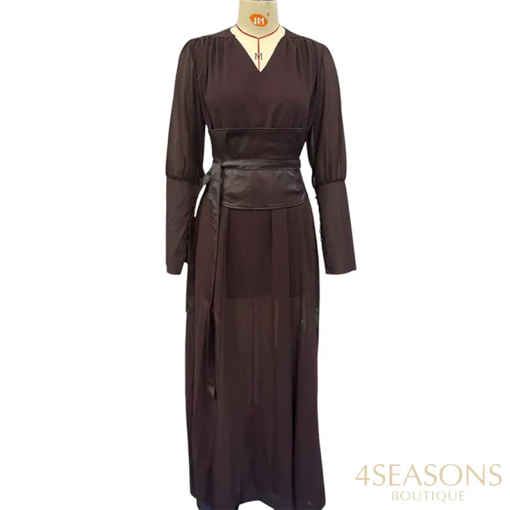 Ellafads Long Dress Women’s Clothes Elegant Fashion Solid Long Sleeve V Neck Nipped Waist Zipper Maxi Dress Streetwear