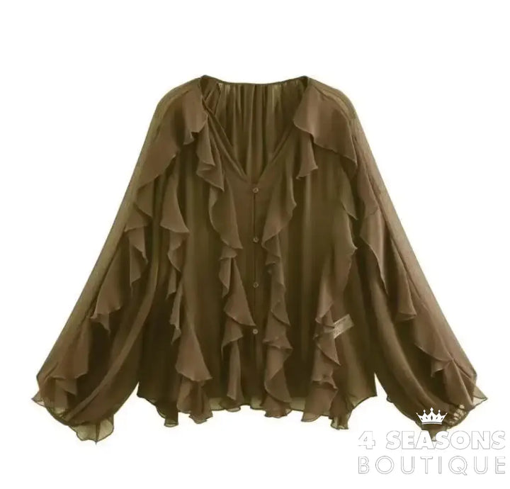 Empire Blouse Olive Green / M