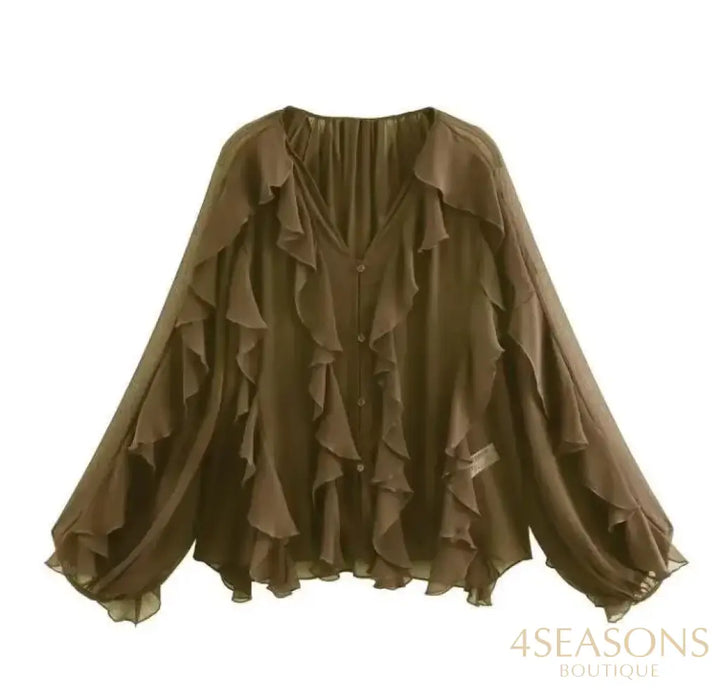 Empire Blouse Olive Green / M