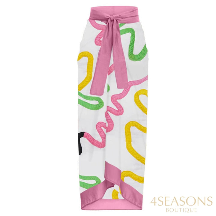 Fashion Color Line Print Bikini Set Sling Split High Waist Cropped Swimsuit Women Backless Sexy