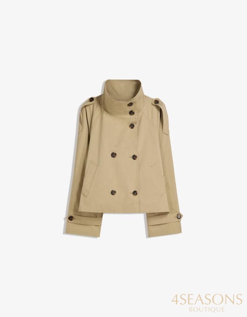 2025 Autumn and Winter Temperament Stand-up Collar with Double-breasted Short Women’s Windbreaker Coat