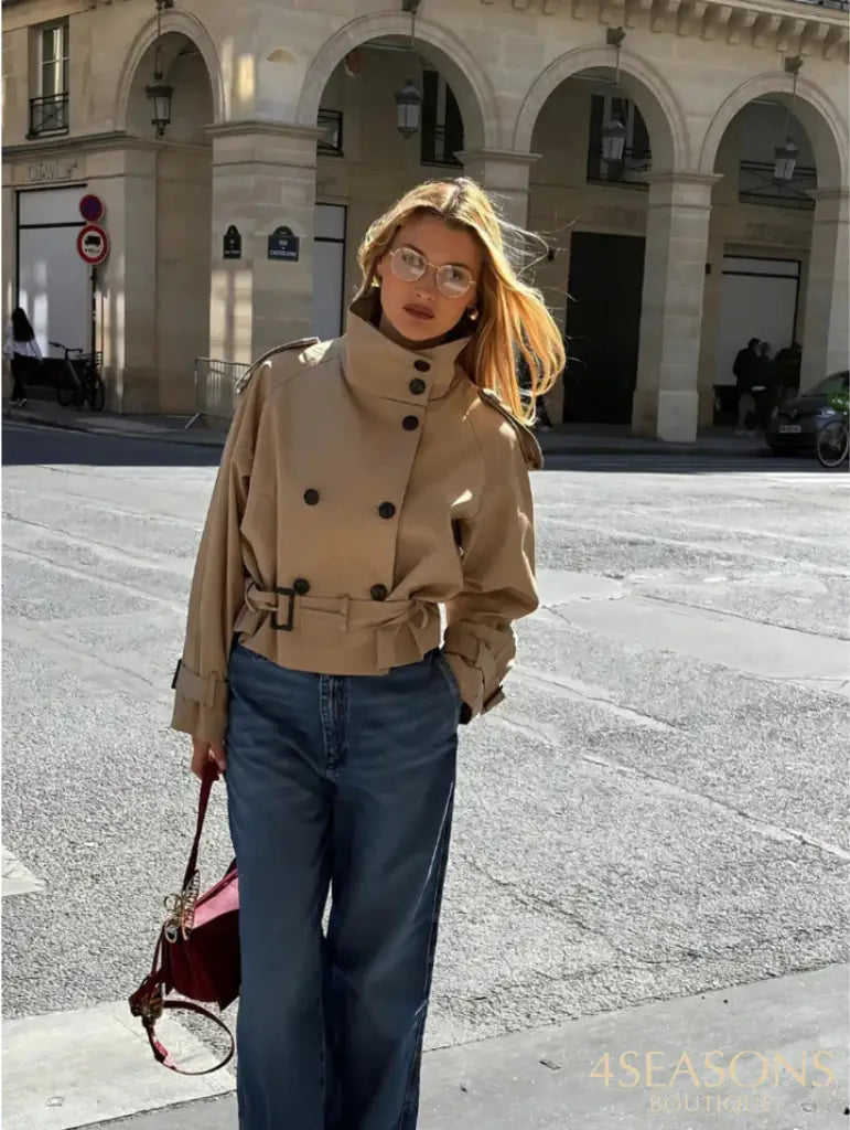 Genevieve Windbreaker Coat Khaki / XS