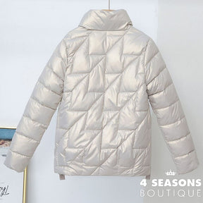 Women Jacket 2022 New Winter Parkas Female Glossy Down Cotton Jackets Stand Collar Casual Warm Parka