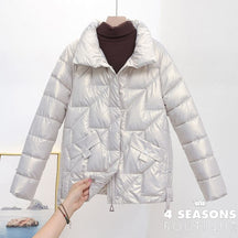 Women Jacket 2022 New Winter Parkas Female Glossy Down Cotton Jackets Stand Collar Casual Warm Parka