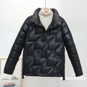 Women Jacket 2022 New Winter Parkas Female Glossy Down Cotton Jackets Stand Collar Casual Warm Parka