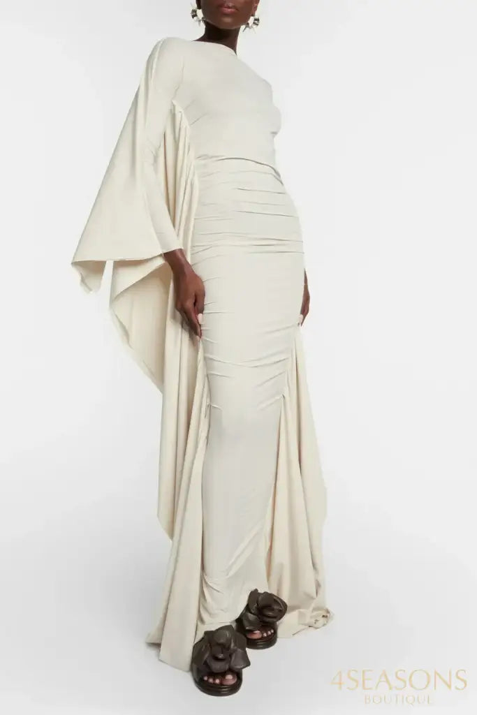 Vestido longo manga ajustada Lilgiuy