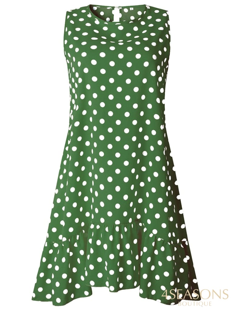 Lossky Women Summer Dress Polka Dot Chiffon Sleeveless Beach Mini Casual Yellow Sundress 2022