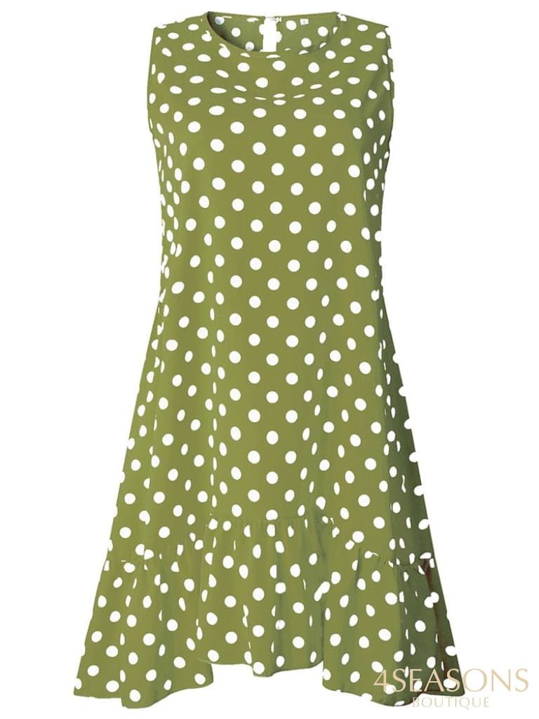 Lossky Women Summer Dress Polka Dot Chiffon Sleeveless Beach Mini Casual Yellow Sundress 2022