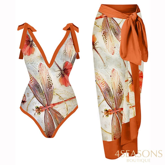 Retro Swimwear 2022 New One-Piece Swimsuits And Beach Cover Ups Women's Biquini Summer Beachwear