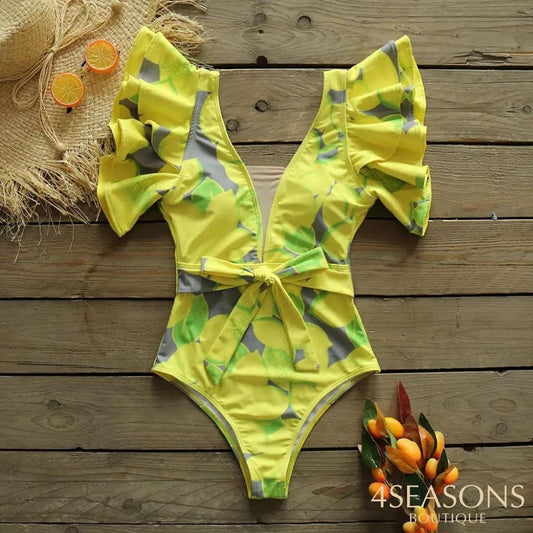 Maiô Hortência Estampa Amarela / P