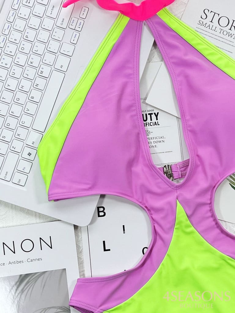 Patch Color Women Swimsuit Padded One Pieces Bathing Suit Monokini Push Up Swimwear Biquinis Female