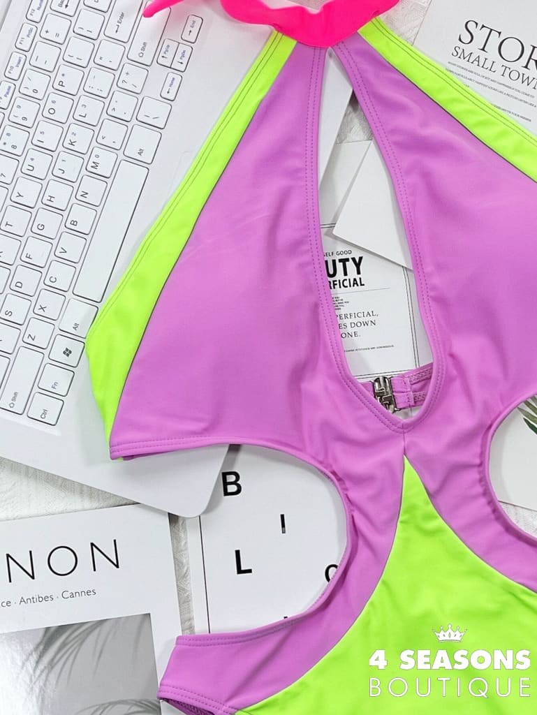 Patch Color Women Swimsuit Padded One Pieces Bathing Suit Monokini Push Up Swimwear Biquinis Female
