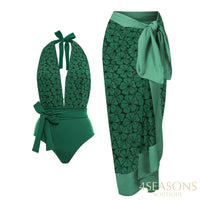 Swimsuit + Green Pareo