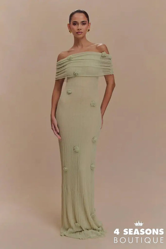 Orchid Knit Maxi Dress Green / S