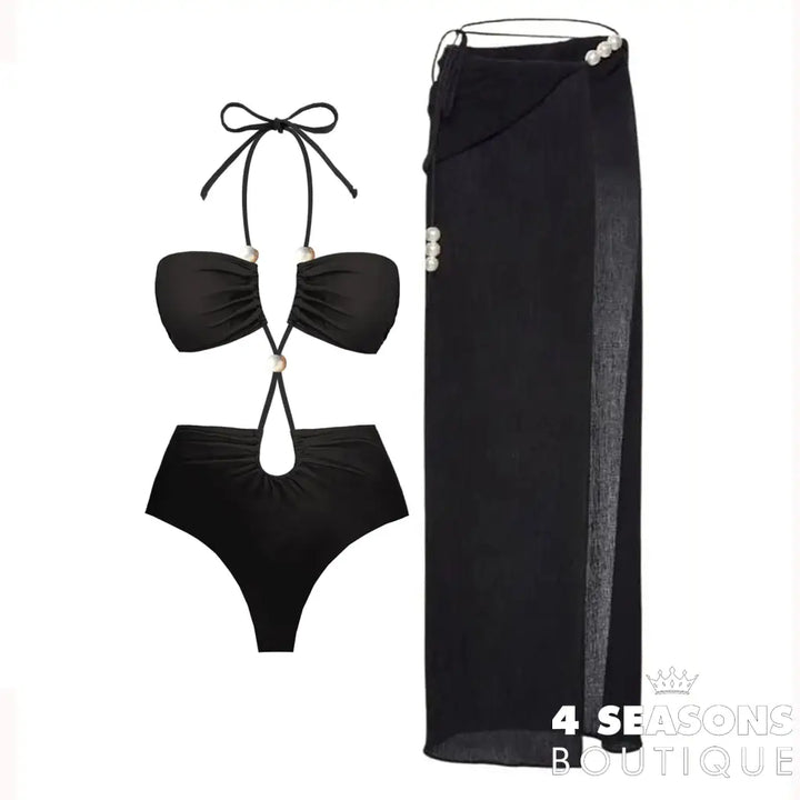 Pearls Bikini Set with Cover Up