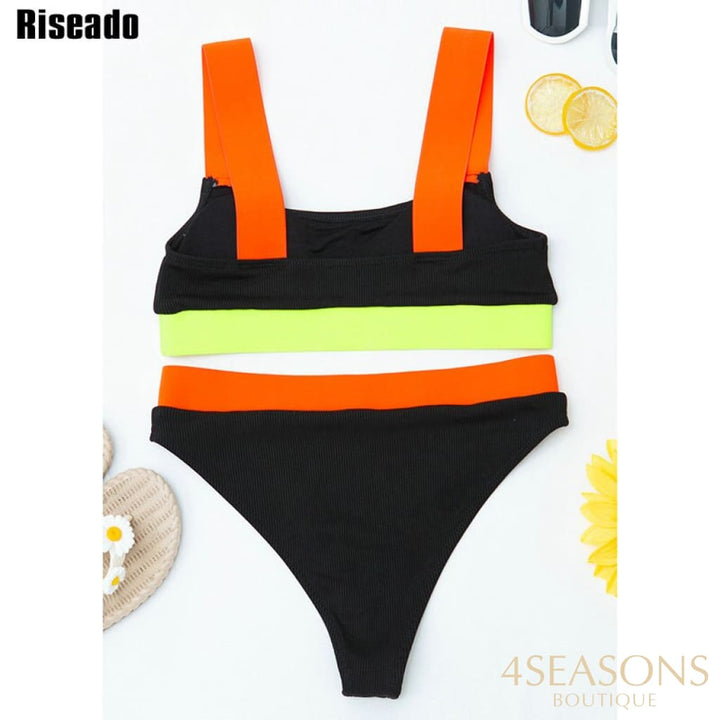 Riseado Ribbed Bikinis 2021 Women Swimsuits High Waist Swimwear Biquinis Bandeau Sexy Bikini Set