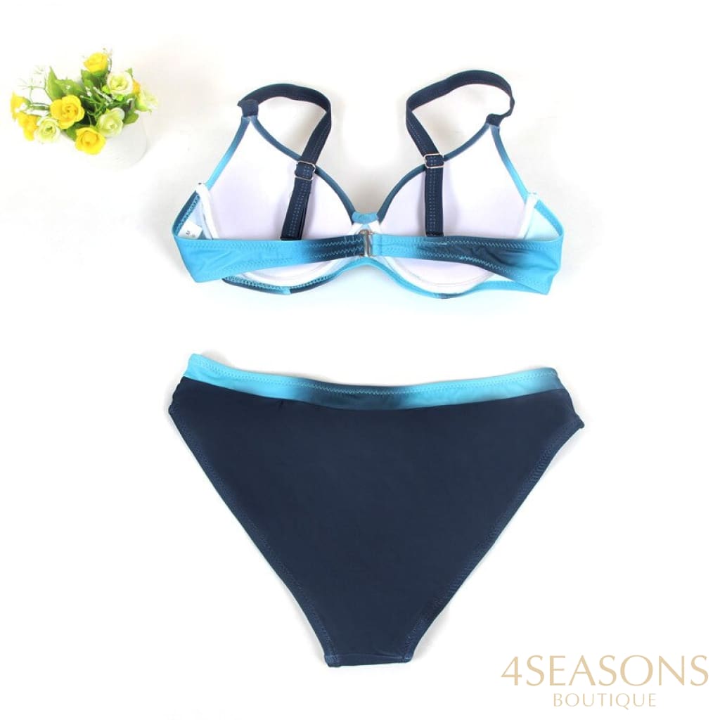 Sexy Push Up Bikini Set Swimwear Women Swimsuit Gradient Bathing Suit Halter Biquini Print Beach