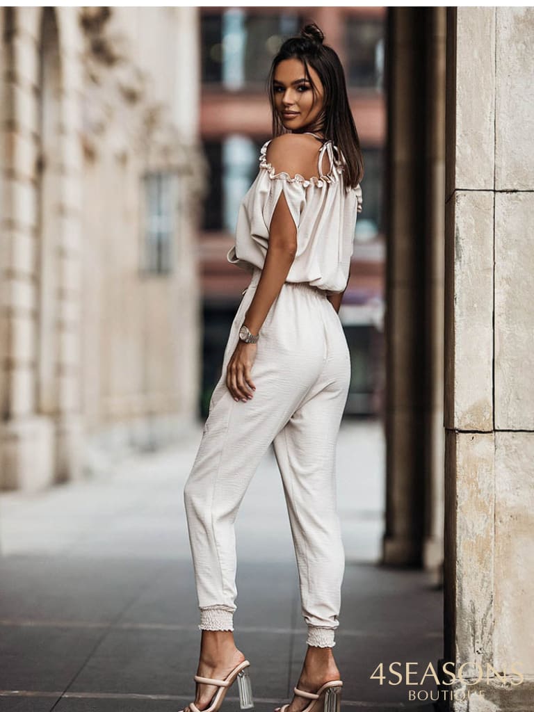 Summer Black Jumpsuit Women Fashion Casual V-Neck Sexy Off Shoulder Holiday Jumpsuits Elegant Office