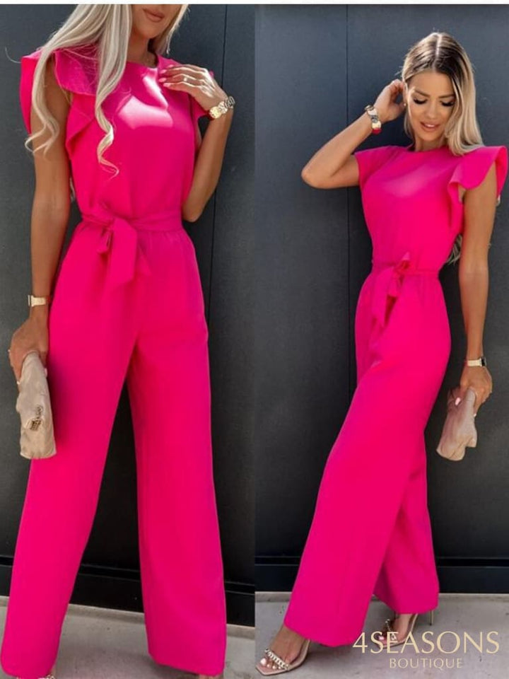 Summer Jumpsuit Woman Clubwear Fashion Casual Sleeveless Ruffles White Lace Up Female Elegant Romper