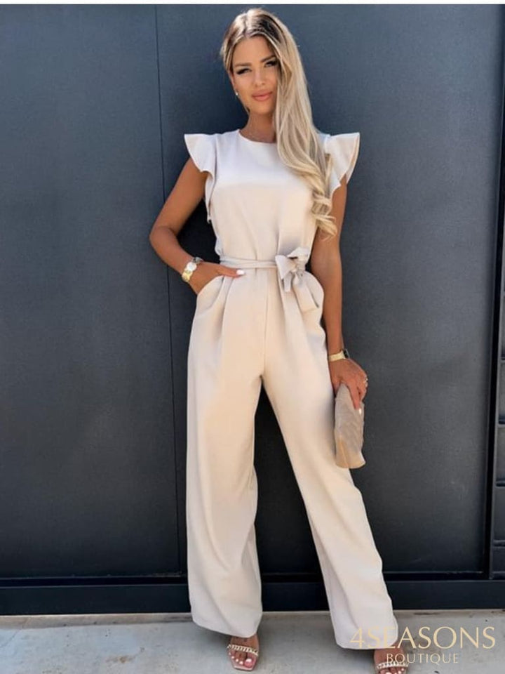 Summer Jumpsuit Woman Clubwear Fashion Casual Sleeveless Ruffles White Lace Up Female Elegant Romper