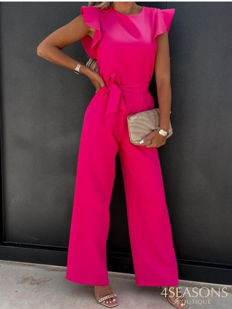 Summer Jumpsuit Woman Clubwear Fashion Casual Sleeveless Ruffles White Lace Up Female Elegant Romper