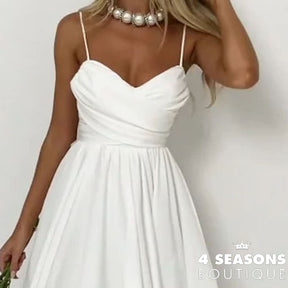 Waytobele Women Maxi Dress Summer Sexy Solid Suspender V Neck Backless Slim Lace Up Sleeveless Party