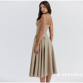 Elegant Slim Backless Sling Dress Women Fashion Solid Suspender Dresses 2023 New Summer Female Party
