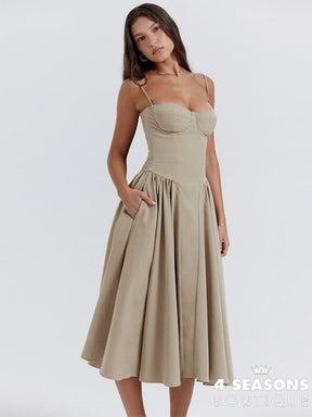 Elegant Slim Backless Sling Dress Women Fashion Solid Suspender Dresses 2023 New Summer Female Party