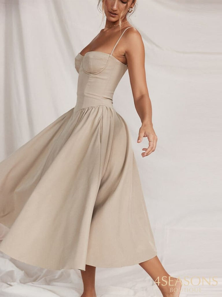 Elegant Slim Backless Sling Dress Women Fashion Solid Suspender Dresses 2023 New Summer Female Party