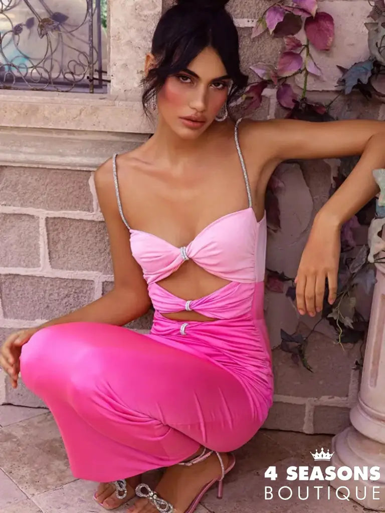 Mozision Elegant Hollow Out Sexy Maxi Dress For Women Robe Spaghetti Strap Sleeveless Long Ladies