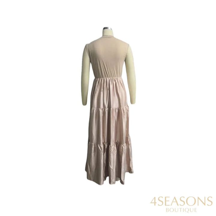 Wefads Summer Casual Dress Elegant Plus Size 3Xl Sexy Sleeve Loose Solid Color Big Swing & Club Ball