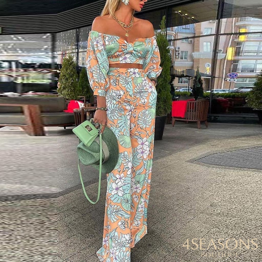 Wefads Women Fashion Two Piece Sets Print Suits Summer Beach Streetwear Autumn 2 Setstops +Elegant