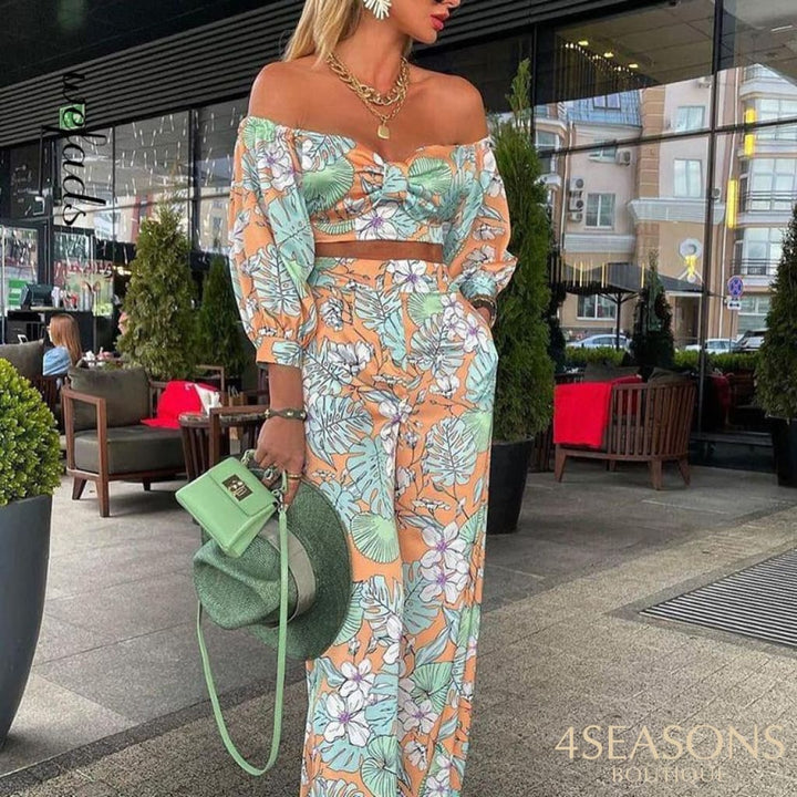 Wefads Women Fashion Two Piece Sets Print Suits Summer Beach Streetwear Autumn 2 Setstops +Elegant