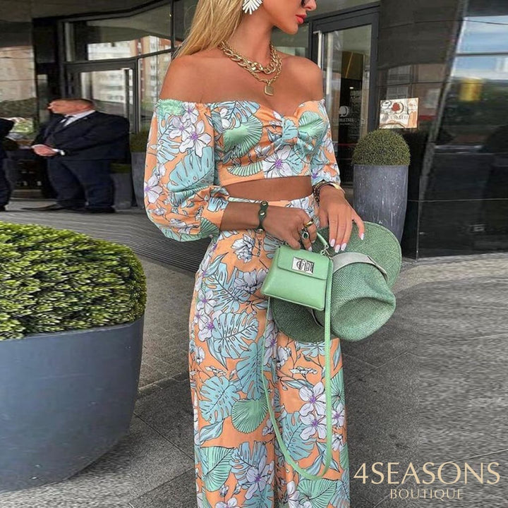 Wefads Women Fashion Two Piece Sets Print Suits Summer Beach Streetwear Autumn 2 Setstops +Elegant