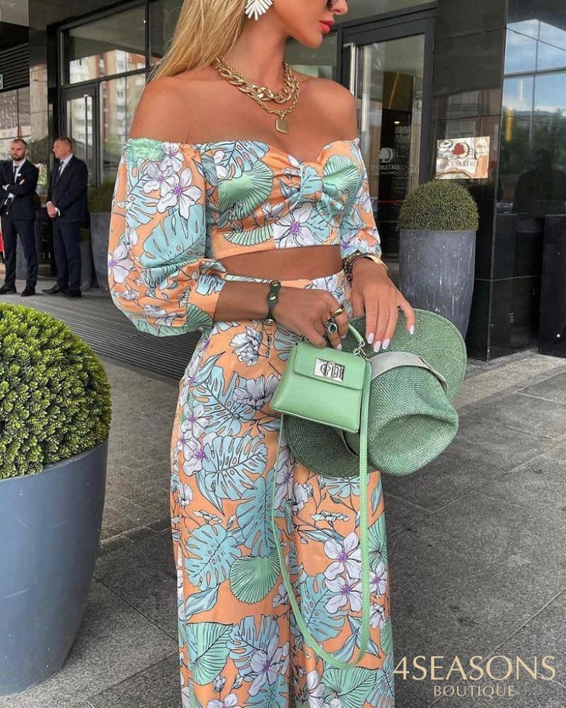 Wefads Women Fashion Two Piece Sets Print Suits Summer Beach Streetwear Autumn 2 Setstops +Elegant