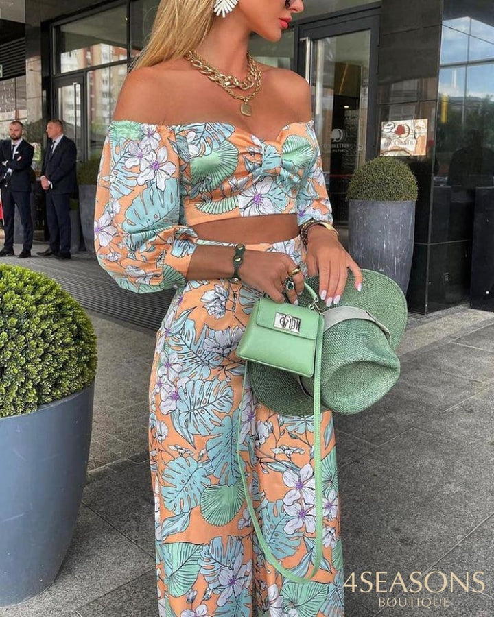 Wefads Women Fashion Two Piece Sets Print Suits Summer Beach Streetwear Autumn 2 Setstops +Elegant