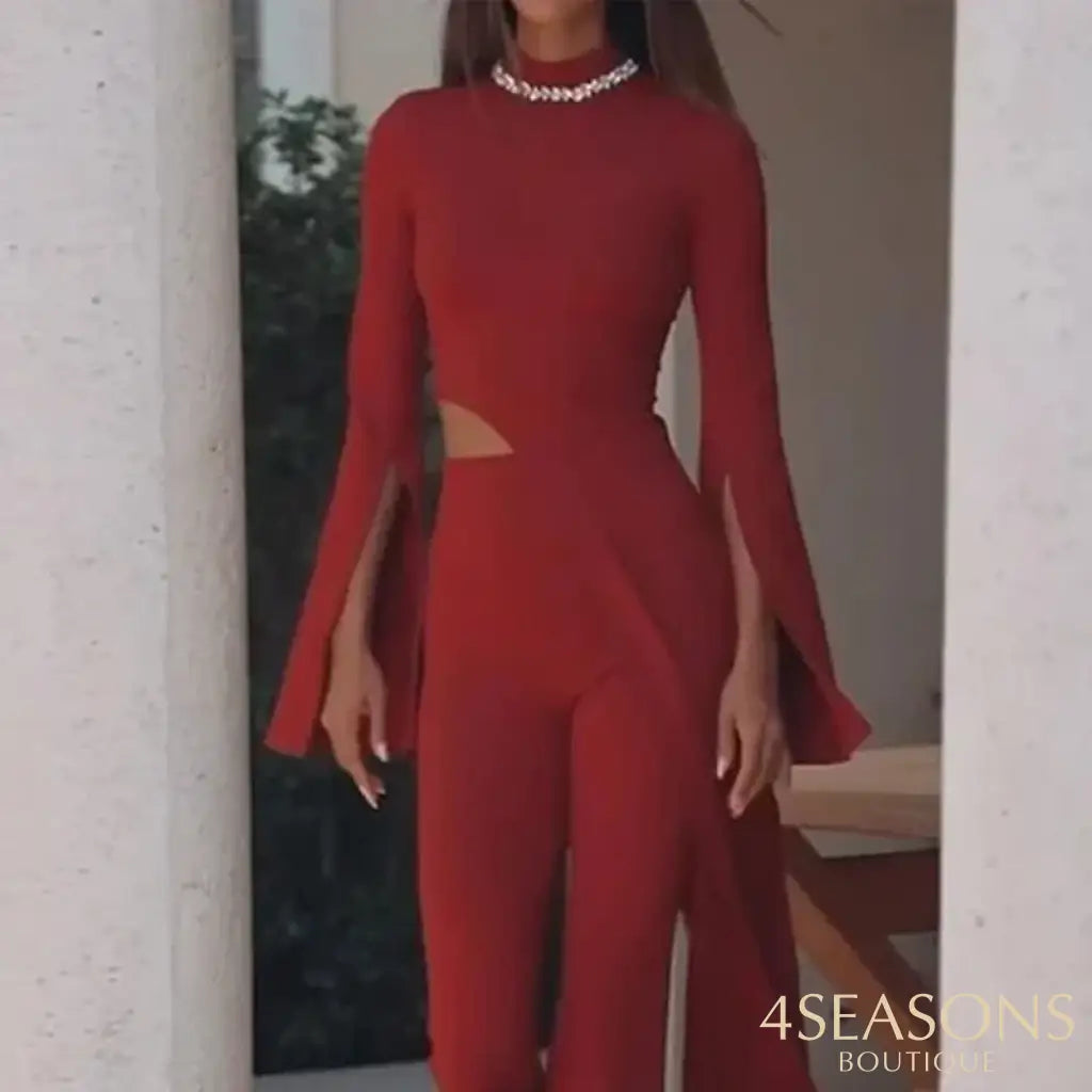 Wefads Women Two Piece Set Autumn Casual Solid Long Sleeve Round Neck High Waist Irregular Pullover