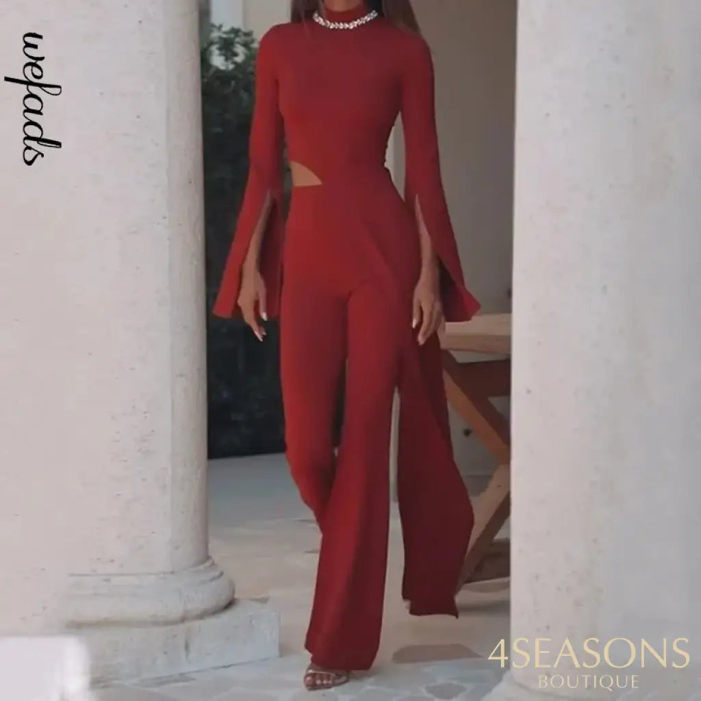 Wefads Women Two Piece Set Autumn Casual Solid Long Sleeve Round Neck High Waist Irregular Pullover