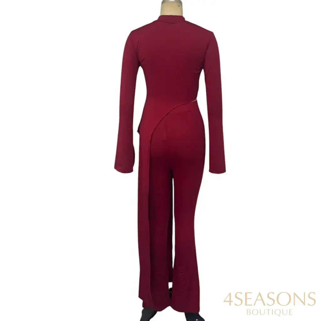 Wefads Women Two Piece Set Autumn Casual Solid Long Sleeve Round Neck High Waist Irregular Pullover