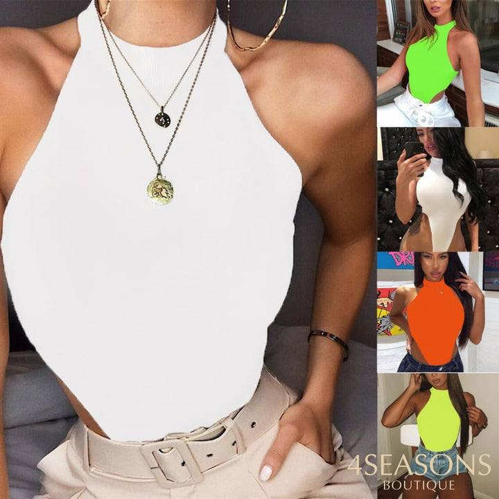 Women Body-Fitting Body Underwear Round Collar Sleeveless Jumpsuit Lady Sexy Vest Top Stretch