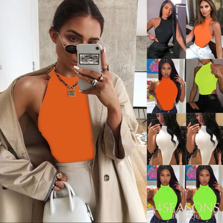 Women Body-Fitting Body Underwear Round Collar Sleeveless Jumpsuit Lady Sexy Vest Top Stretch